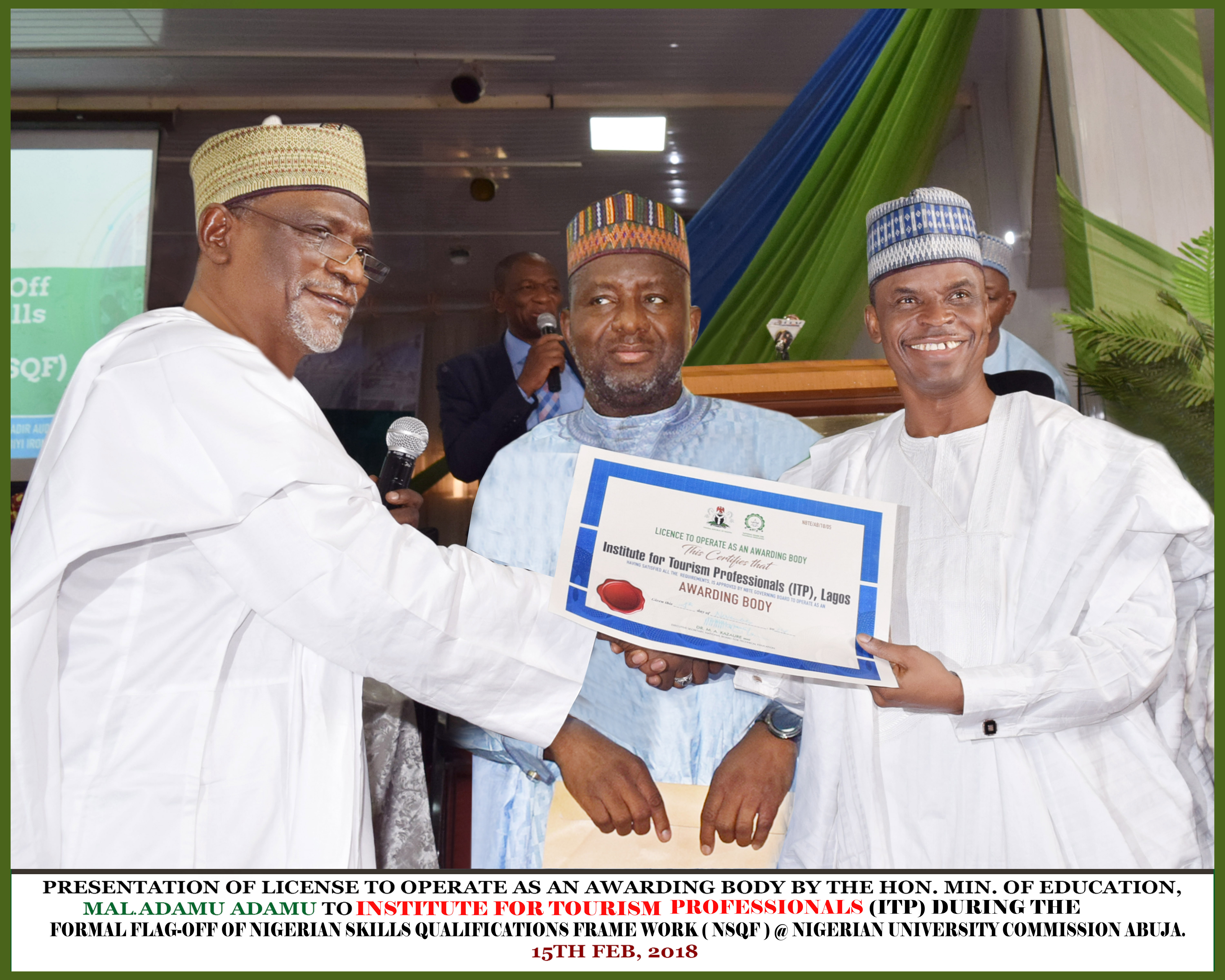 Presentation of License to Operate as an Awarding Body by Hon. Minister of Education
